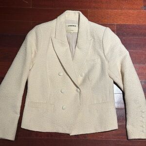 L'AGENCE Ivory Double-Breasted Bouclé Blazer